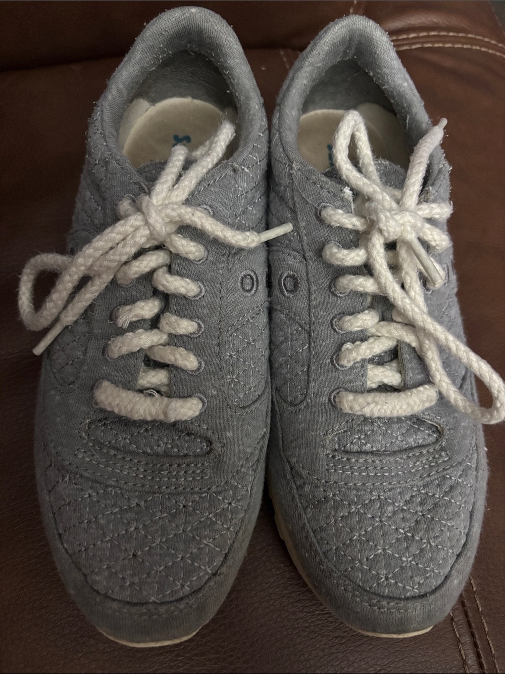Saucony Gray Quilted Athletic Sneakers with White Laces 8.5